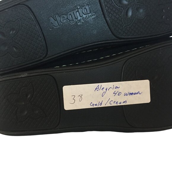 Alegria Womens Gold Cream Leather Sandals Size 9.5-10/40 Hook & Loop - Picture 11 of 11